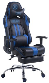 Cadeira Gaming Limit V2 em imitação de pele com apoio para os pés preto/azul