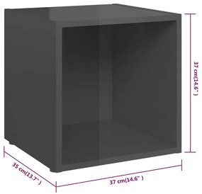 8 pcs conjunto móveis de TV derivados madeira cinza brilhante