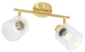 Foco de teto dourado com vidro 2 luzes ajustável - Laura