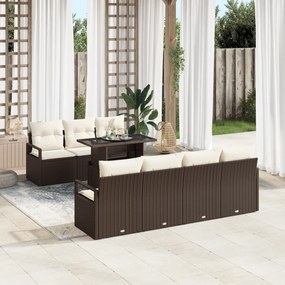 Conjunto de Sofá Jardim vidaXL 8 Peças com Almofadas Castanho Rattan P