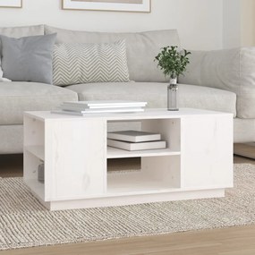 Mesa de centro 90x49x40,5 cm madeira de pinho maciça branco