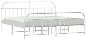 Estrutura de cama com cabeceira e pés 200x200 cm metal branco