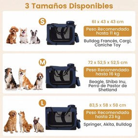 Transportadora dobrável tamanho S 61 x 43 x 43 cm para animais de estimação, com janelas de rede, 3 portas, cama felpuda e bolsos removíveis, para uso