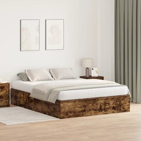 Cama Armazenamento Carvalho Fumado 160x200 cm