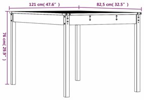 Mesa de jardim 121x82,5x76 cm madeira de pinho maciça branco