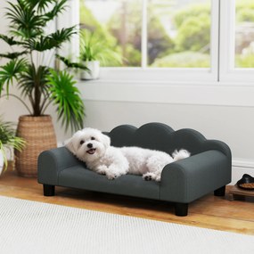 Sofá para cães 66 x 42 x 28,5 cm,, sofá para animais de estimação com encosto e braços, respirável,  cinzento escuro