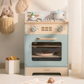 Forno de brincar de madeira para crianças 57 x 41 x 30 cm Azul
