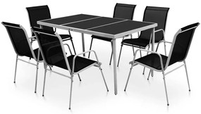 vidaXL Conjunto de jantar para jardim 7 pcs preto
