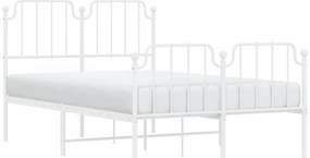 Estrutura de cama com cabeceira e pés 120x200 cm metal branco