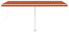 Toldo retrátil manual com LED 500x300 cm laranja e castanho