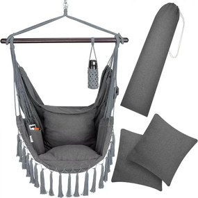 Cadeira suspensa 170x100x150cm com almofadas antracite