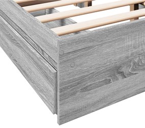 Estrutura de cama c/ gavetas derivados madeira cinza sonoma