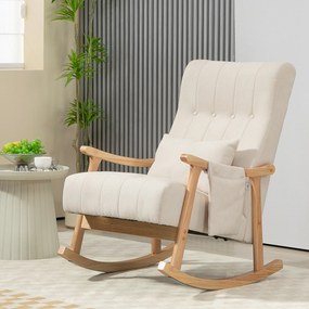 Poltrona de Amamentação de Baloiço, 90 x 65 x 98 cm, Bolso Lateral de Arrumação, Bege