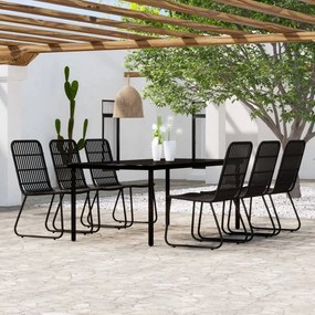 vidaXL 7 pcs conjunto de jantar para jardim preto