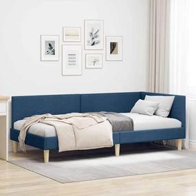vidaXL Estrutura de Cama de Canto Azul 90 cm x 190 cm Veludo
