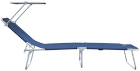 Espreguiçadeiras Dobráveis 2 pcs com Toldo Azul Tecido Oxford 600D