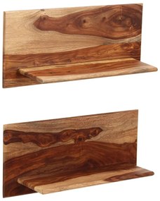 Prateleiras de parede 2 pcs 58x26x20cm madeira acácia maciça