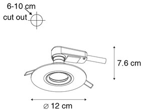 Conjunto de 6 Foco de encastrar moderno preto 12 cm - BUCO