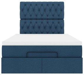Estrutura de cama otomana com colchão 120x200 cm tecido azul