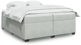 vidaXL Cama com molas/colchão 200x200 cm veludo cinzento-claro
