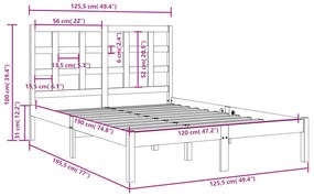 Estrutura cama pequena casal 120x190 cm pinho maciço branco