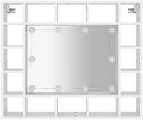Armário espelhado com luzes LED 91x15x76,5 cm branco