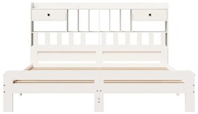 Cama com estante sem colchão 200x200 cm pinho maciço branco