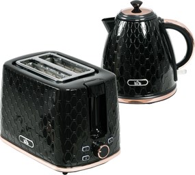 HOMCOM Conjunto de Chaleira e Torradeira, 1,7 L, modos variados, indicadores LED, Preto | Aosom Portugal