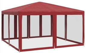 Tenda p/ festas c/ 8 paredes laterais malha 4x4 m PEAD vermelho