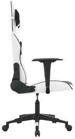 Cadeira gaming couro artificial branco e preto