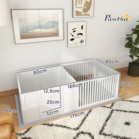 Caixa de parto para cães e cachorros, parque de parto para cães com porta de altura ajustável 166 x 80 x 50 cm, branco