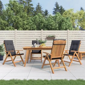 vidaXL Cadeiras de jardim reclináveis c/ almofadões 4 pcs teca maciça