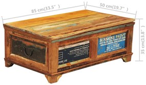 Mesa de centro vintage com armazenamento, madeira reciclada