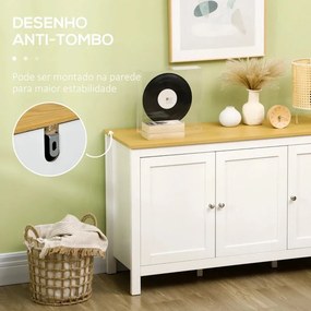 Aparador Mylov com 3 Portas de 120 cm - Branco/Castanho - Design Nórdi