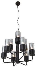 Lustre moderno preto com vidro fumado 9-luzes - Laura Moderno