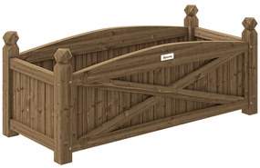 Outsunny Floreira de Madeira para Cultivar Plantas Flores Ervas Floreira Retangular para Jardim Varanda 90x39x37 cm Castanho Escuro | Aosom Portugal