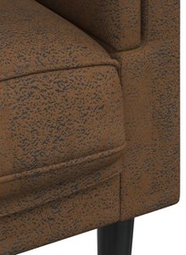 3 pcs conjunto de sofás com almofadas veludo castanho