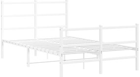 Estrutura de cama com cabeceira e pés 120x190 cm metal branco