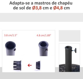 Base para Chapéu de Sol Suporte para Chapéu de Sol para Mastros de 38mm e 48mm para Jardim Exterior Ø45,5x32cm Preto e Bronze