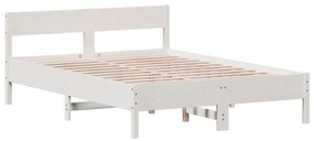 Cama sem colchão 120x190 cm madeira de pinho maciça branco