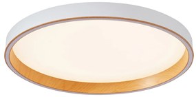 Plafon de design branco com madeira 60cm incl. LED com interruptor de 3 níveis - Ingo Design