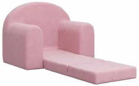 Sofá-cama infantil de pelúcia rosa