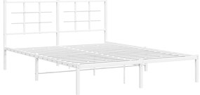 Estrutura de cama com cabeceira 160x200 cm metal branco