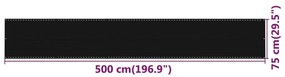 Tela de varanda 75x500 cm PEAD preto
