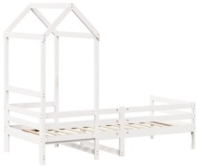 Sofá-cama com telhado 90x200 cm madeira de pinho maciça branco