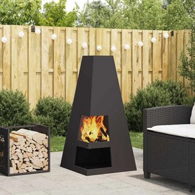 vidaXL Fire Pit Preto 50 x 50 x 100 cm Aço laminado a frio