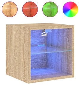Móveis de parede para TV com luzes LED 2 pcs carvalho sonoma