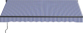 Toldo manual retrátil para varanda 295 L x 247 L cm, com inclinação ajustável, manivela, estrutura em alumínio e tecido de poliéster azul e branco