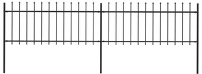 vidaXL Cerca de jardim com topo em forma de lança em aço 359x80 cm, preta