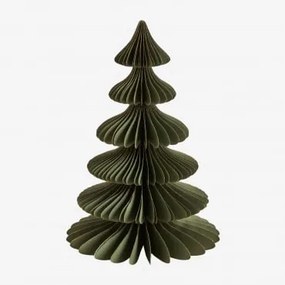 Pack De 3 Árvores De Natal Em Papel Navira ↑30 Cm & Verde Pesto Com Borda Dourada - Sklum